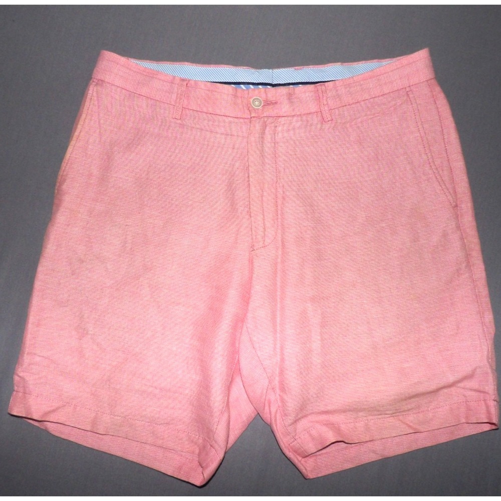 Peter Millar Linen/Cotton Light Weight Pink 8" Chino Golf Shorts Men's 33